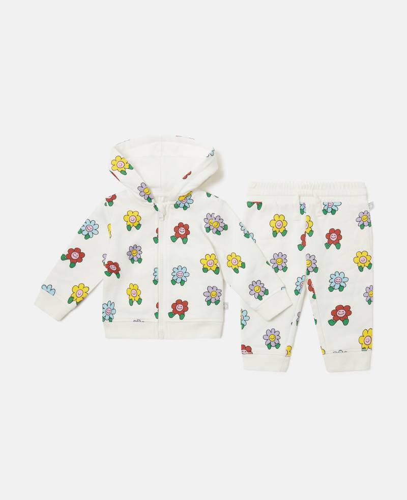 Stella McCartney - Trainingsanzug-Set mit Blumen-Print, Elfenbein/Mehrfarbig, Größe: 9m von Stella McCartney
