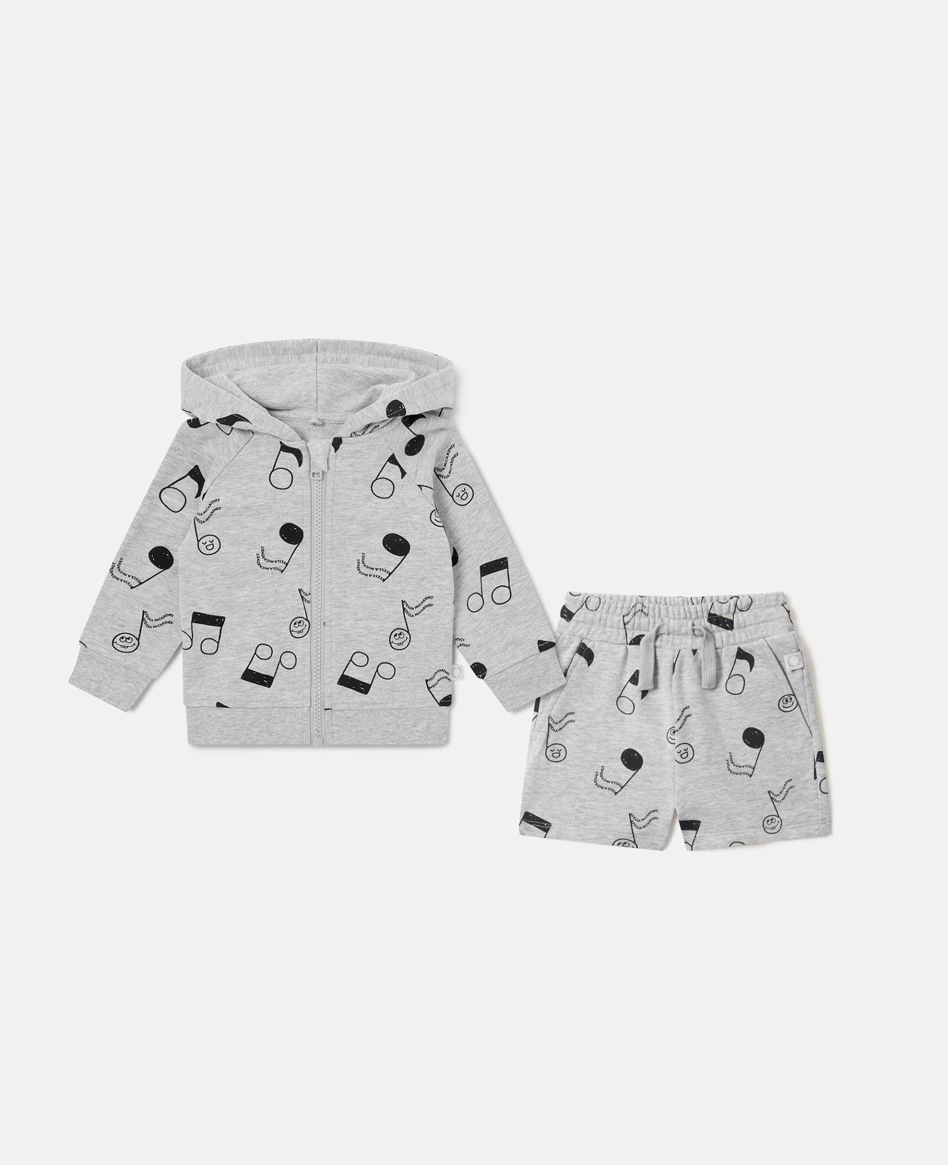 Stella McCartney - Trainingsanzug mit Musik-Print, Frau, Grau meliert/Schwarz, Größe: 24m von Stella McCartney