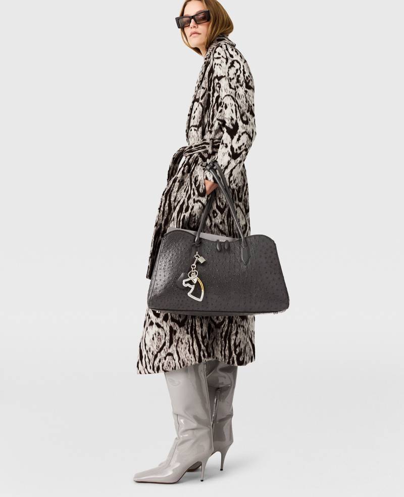 Stella McCartney - Trenchcoat mit Gürtel aus Jacquard mit Wolken-Leoparden-Print, Frau, Mehrfarbiges Grau, Größe: 38 von Stella McCartney