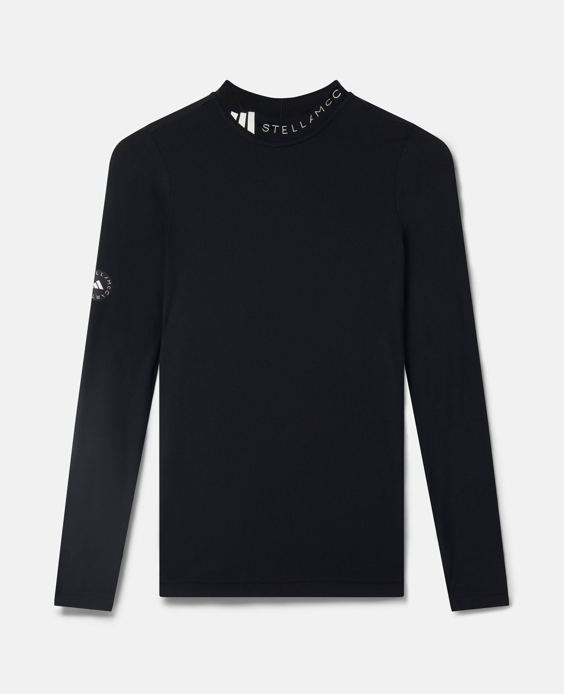 Stella McCartney - TrueCasuals Sportswear Longsleeve aus Rippstrick, Frau, Schwarz, Größe: S von Stella McCartney