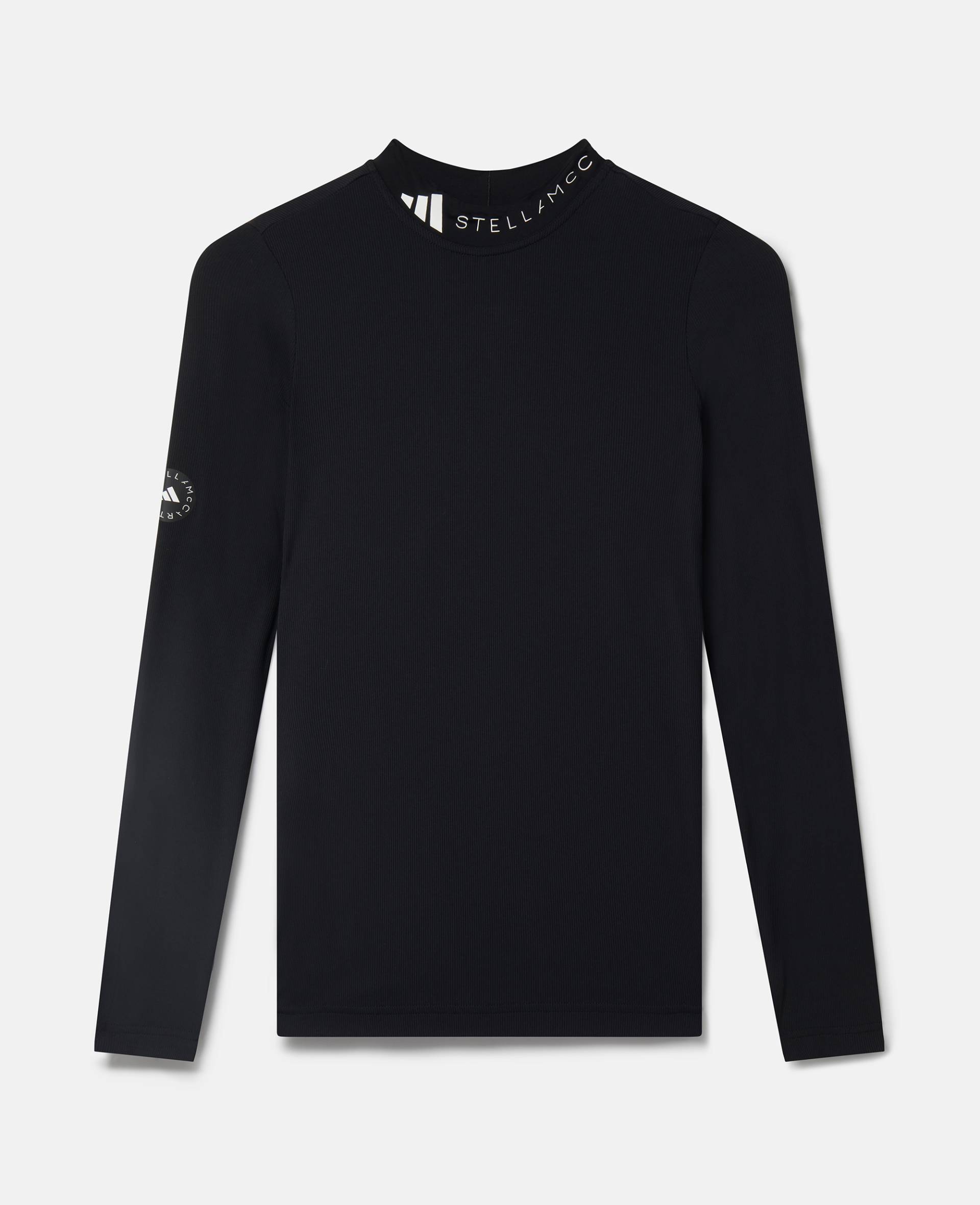 Stella McCartney - TrueCasuals Sportswear Longsleeve aus Rippstrick, Frau, Schwarz, Größe: XL von Stella McCartney