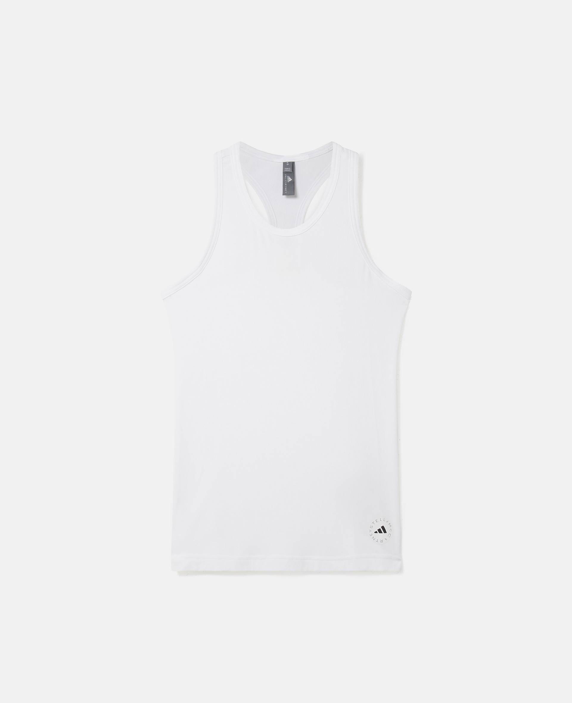 Stella McCartney - TrueCasuals Sportswear Racerback-Tanktop aus Rippstrick, Frau, Weiß, Größe: XS von Stella McCartney