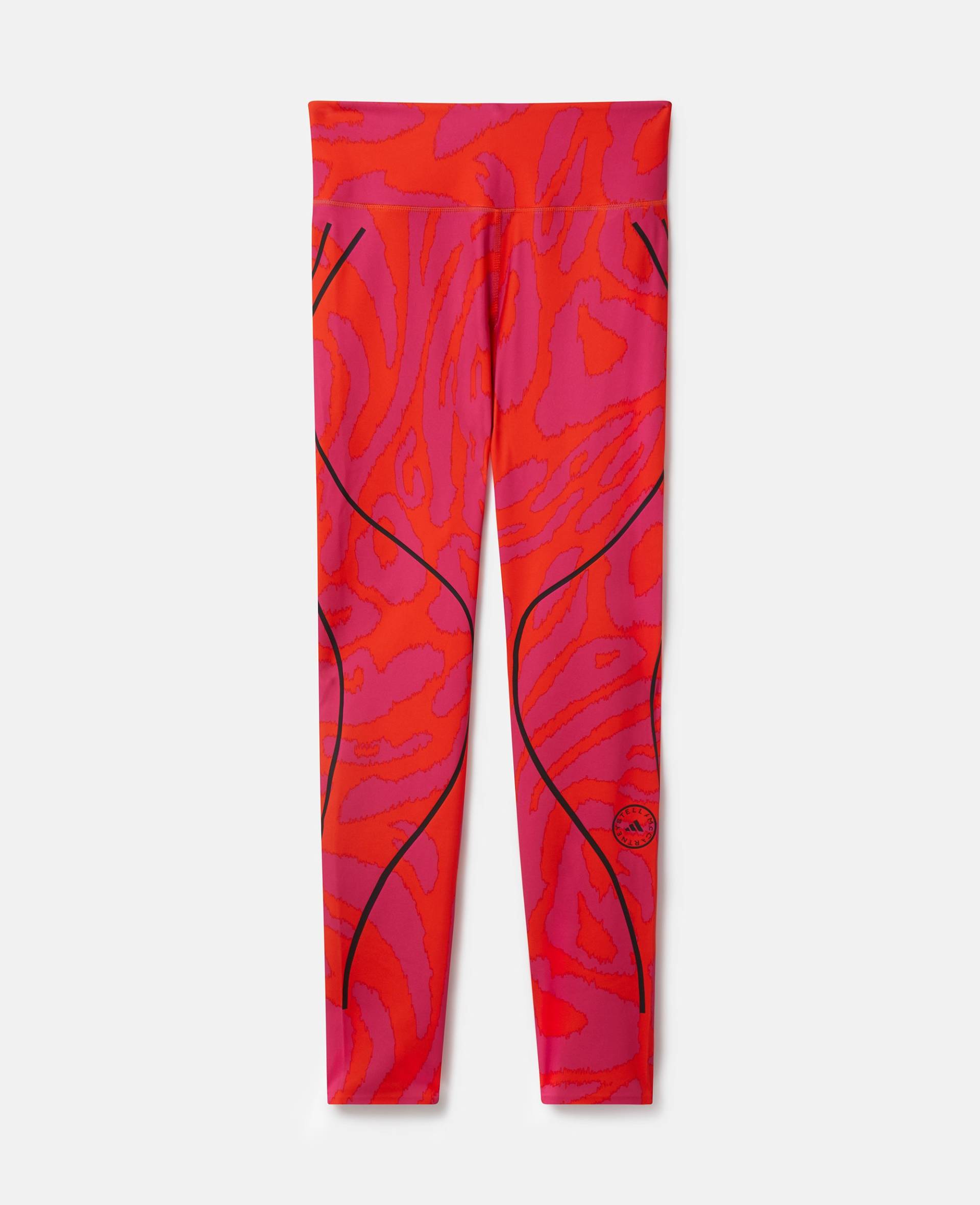 Stella McCartney - TruePace Lauf-Leggings mit Leoparden-Print, Frau, Active Orange/Real Magenta, Größe: XS von Stella McCartney