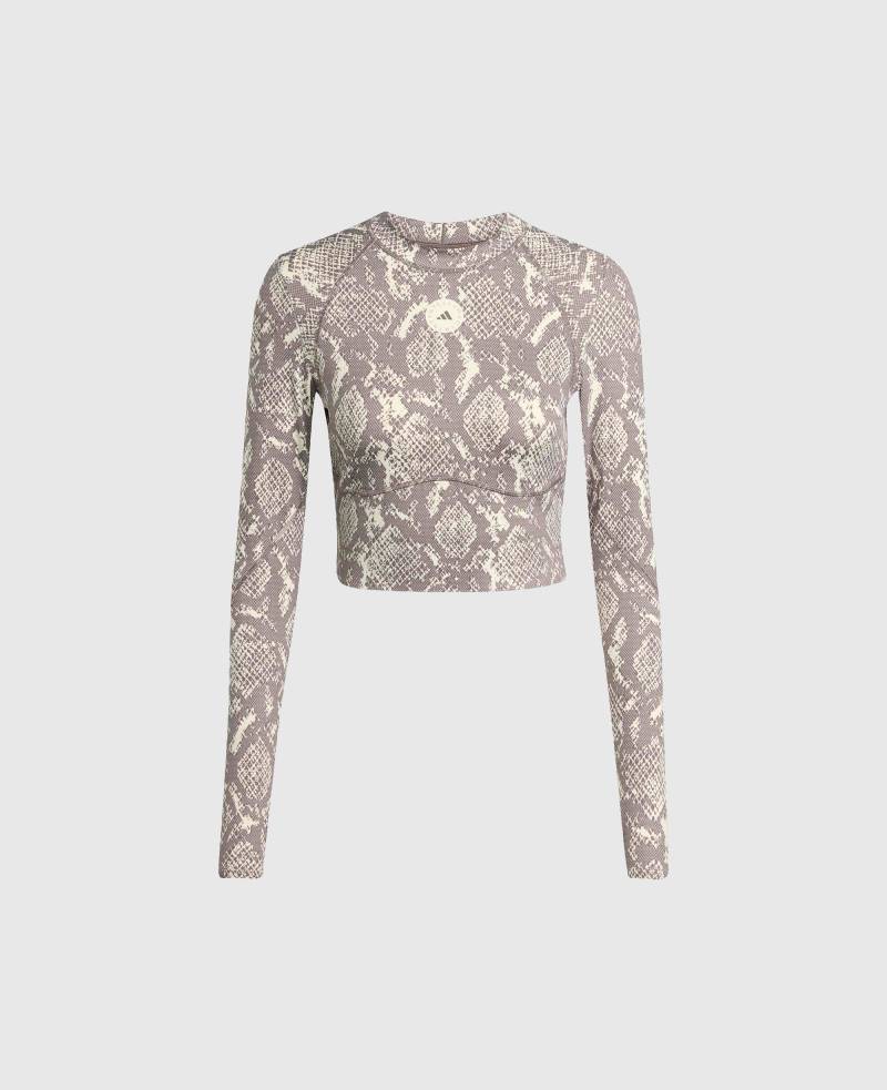 Stella McCartney - TruePurpose Trainings-Crop-Top mit Schlangen-Print, Frau, Beige, Größe: L von Stella McCartney