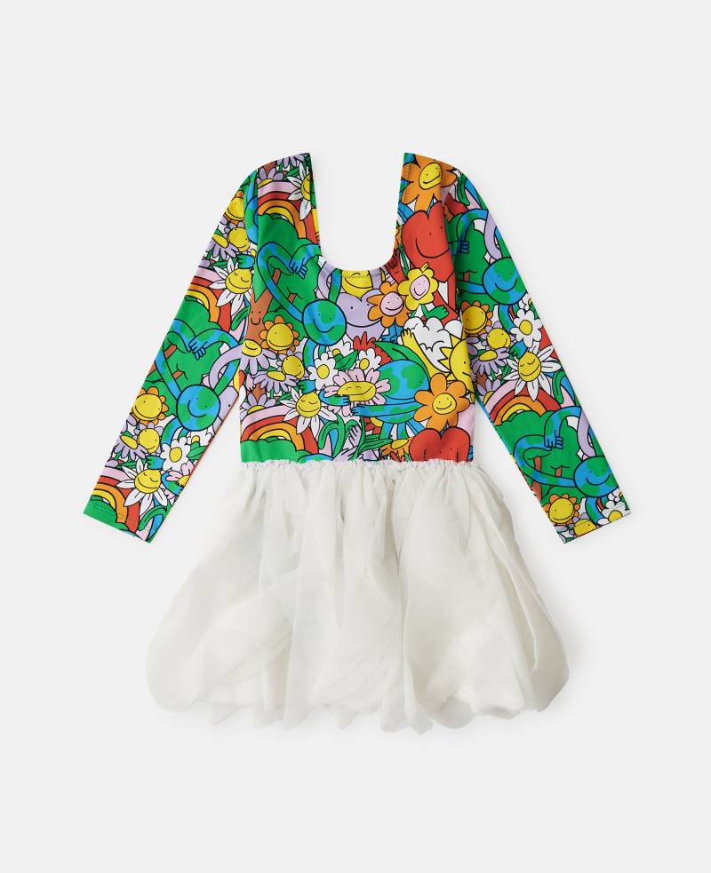 Stella McCartney - Tüllkleid mit Blütenblättern und Earth Friends Print, Mehrfarbig, Größe: 2 von Stella McCartney