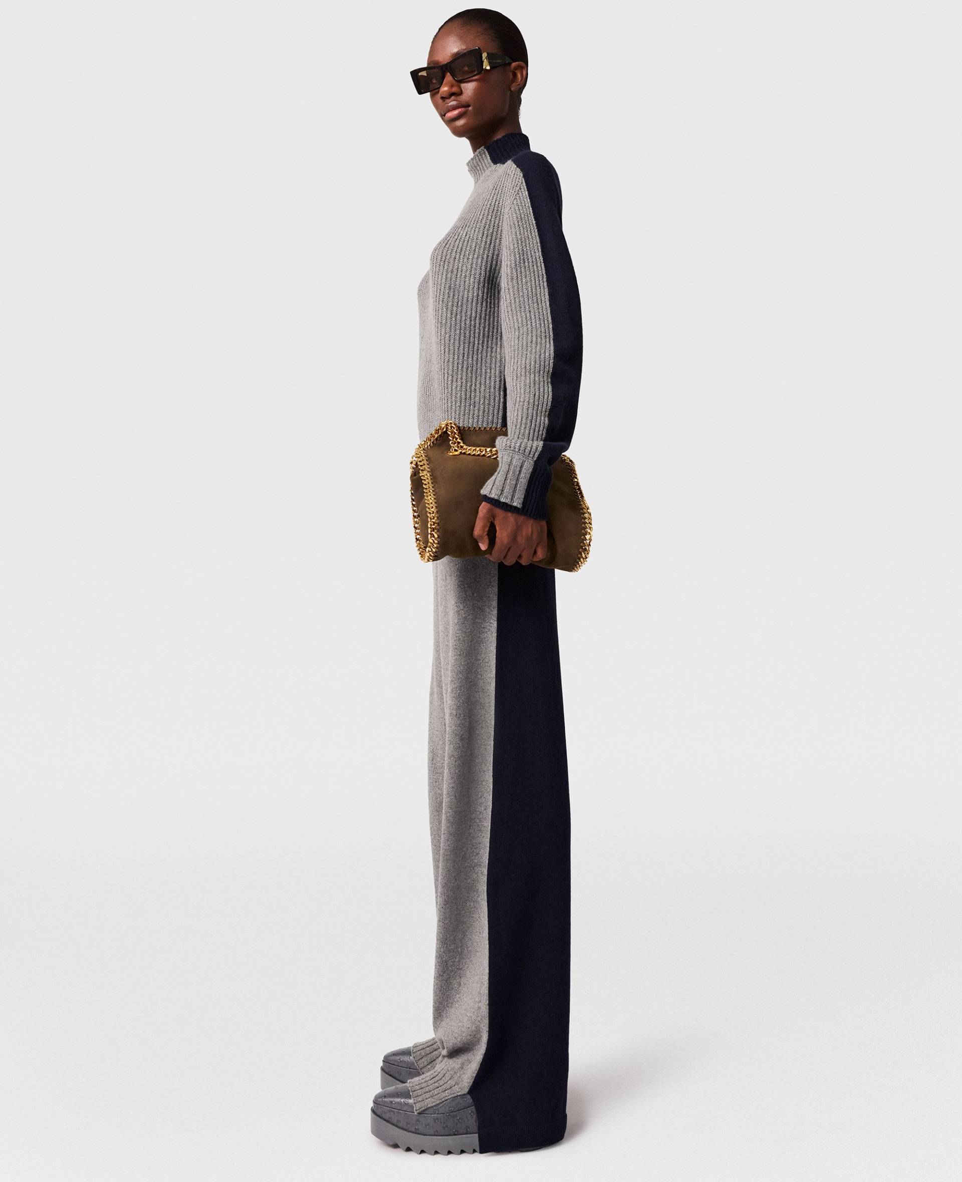 Stella McCartney - Turtleneck Contrast Panel Jumper, Frau, Grey/Navy, Größe: XS von Stella McCartney