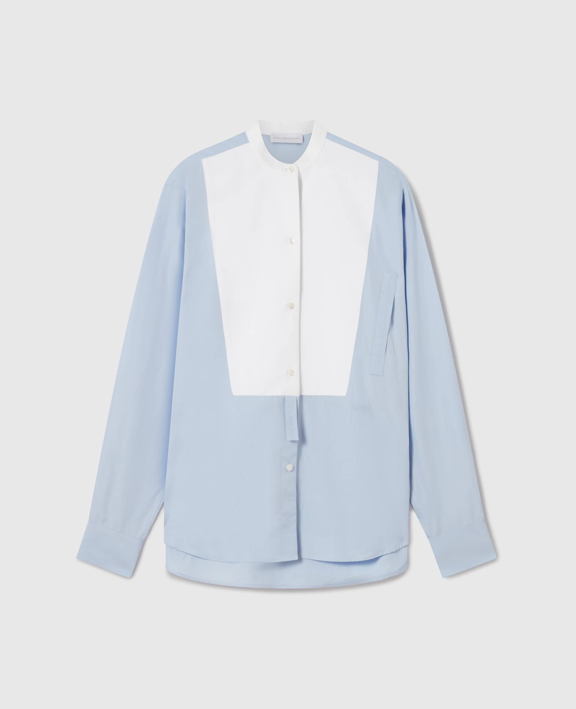 Stella McCartney - Tuxedo Bib Poplin Shirt, Frau, Sky blue, Größe: 34 von Stella McCartney