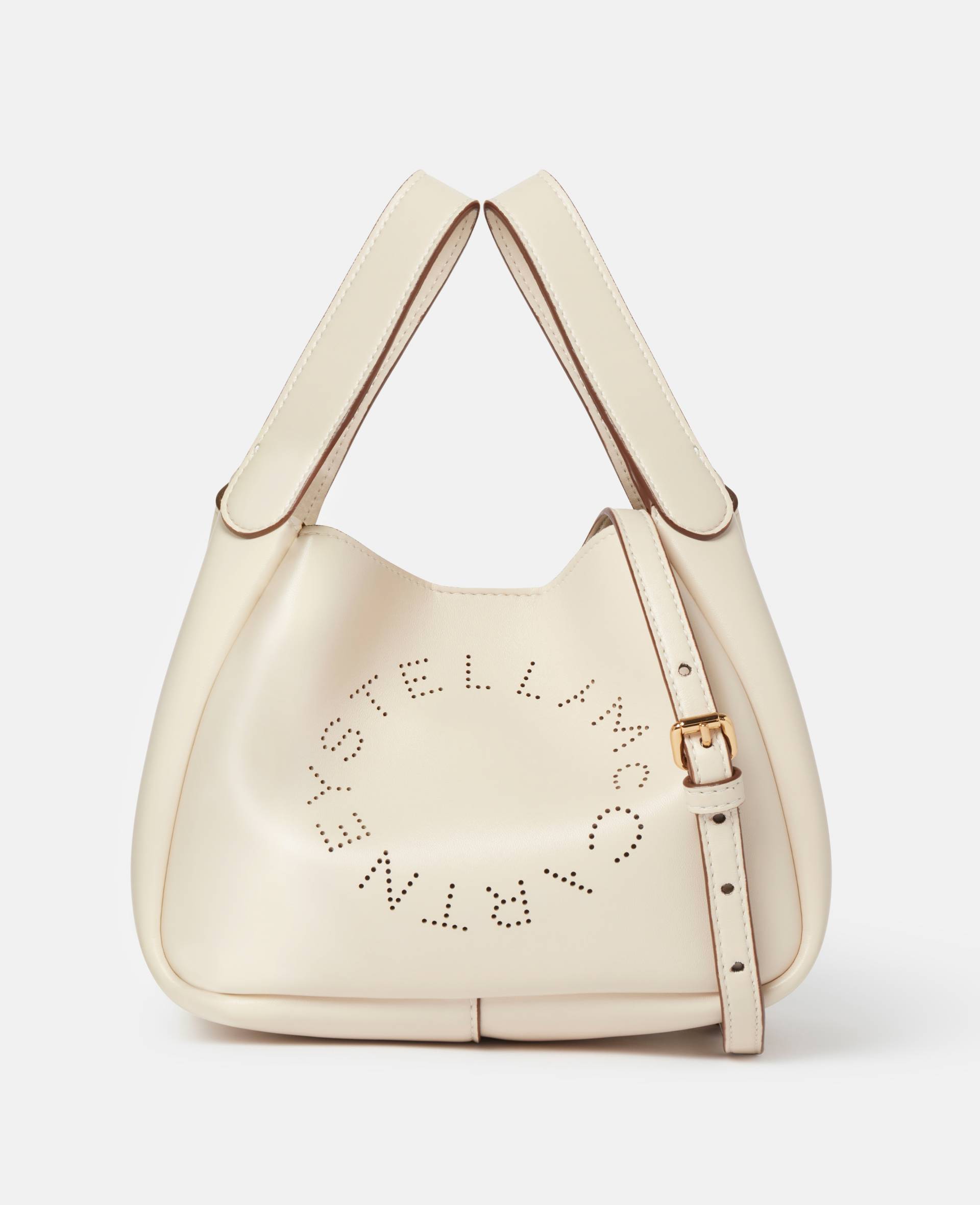 Stella McCartney - Umhängetasche mit Logo und Doppelgriff, Frau, Magnolia white von Stella McCartney