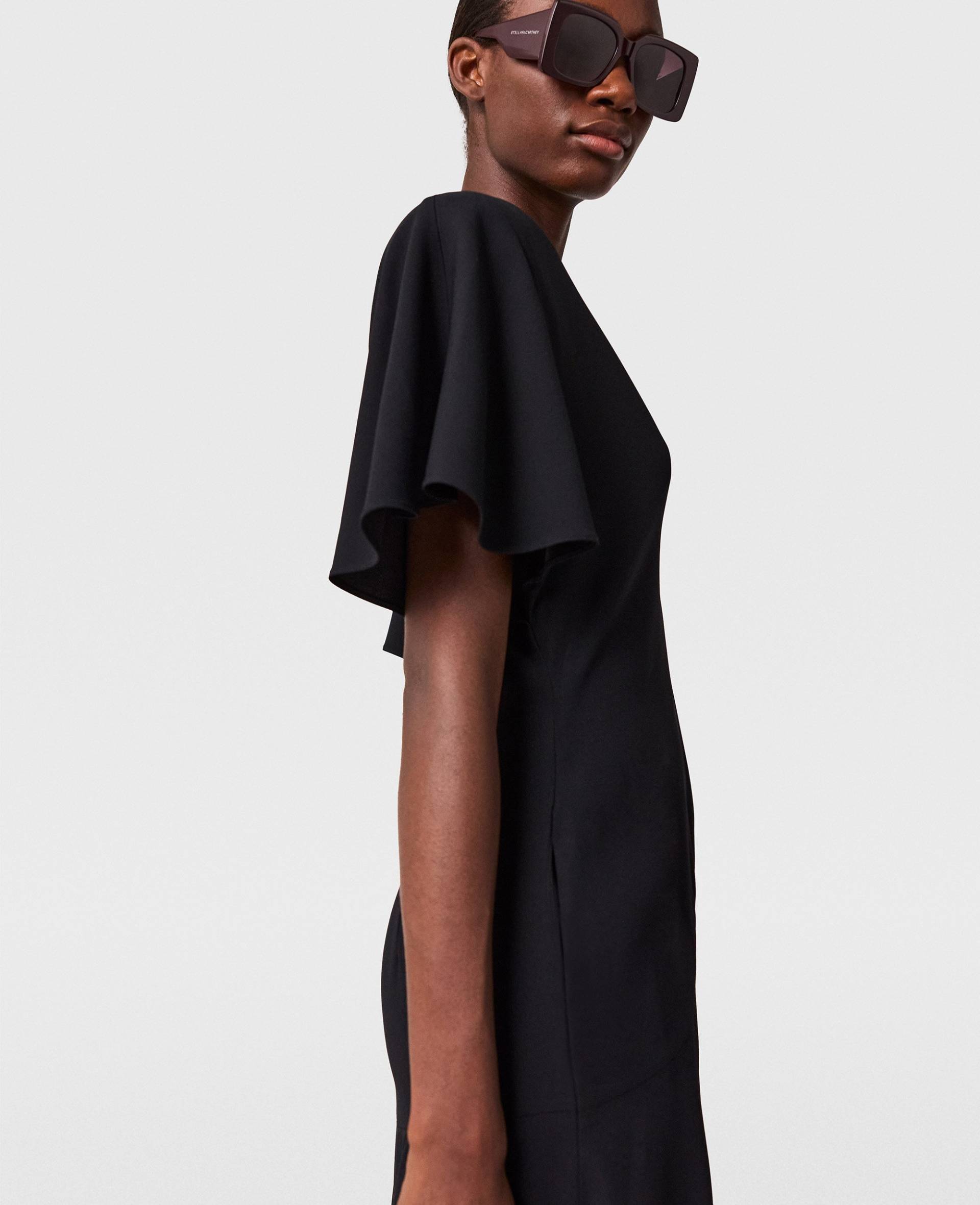 Stella McCartney - V-Neck Short-Sleeve Satin Midi Dress, Frau, Black, Größe: 38 von Stella McCartney