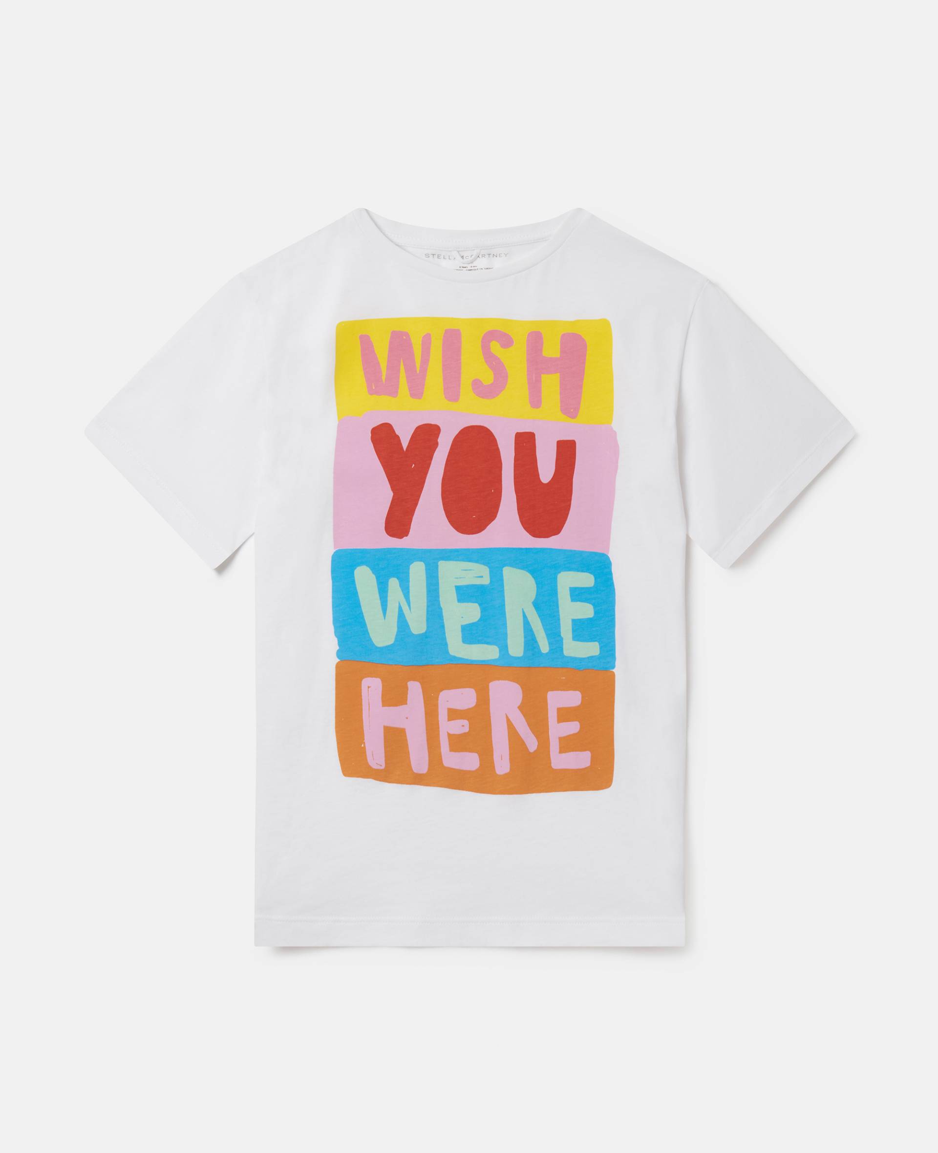 Stella McCartney - Wish You Were Here Slogan T-Shirt, Frau, White, Größe: 10 von Stella McCartney