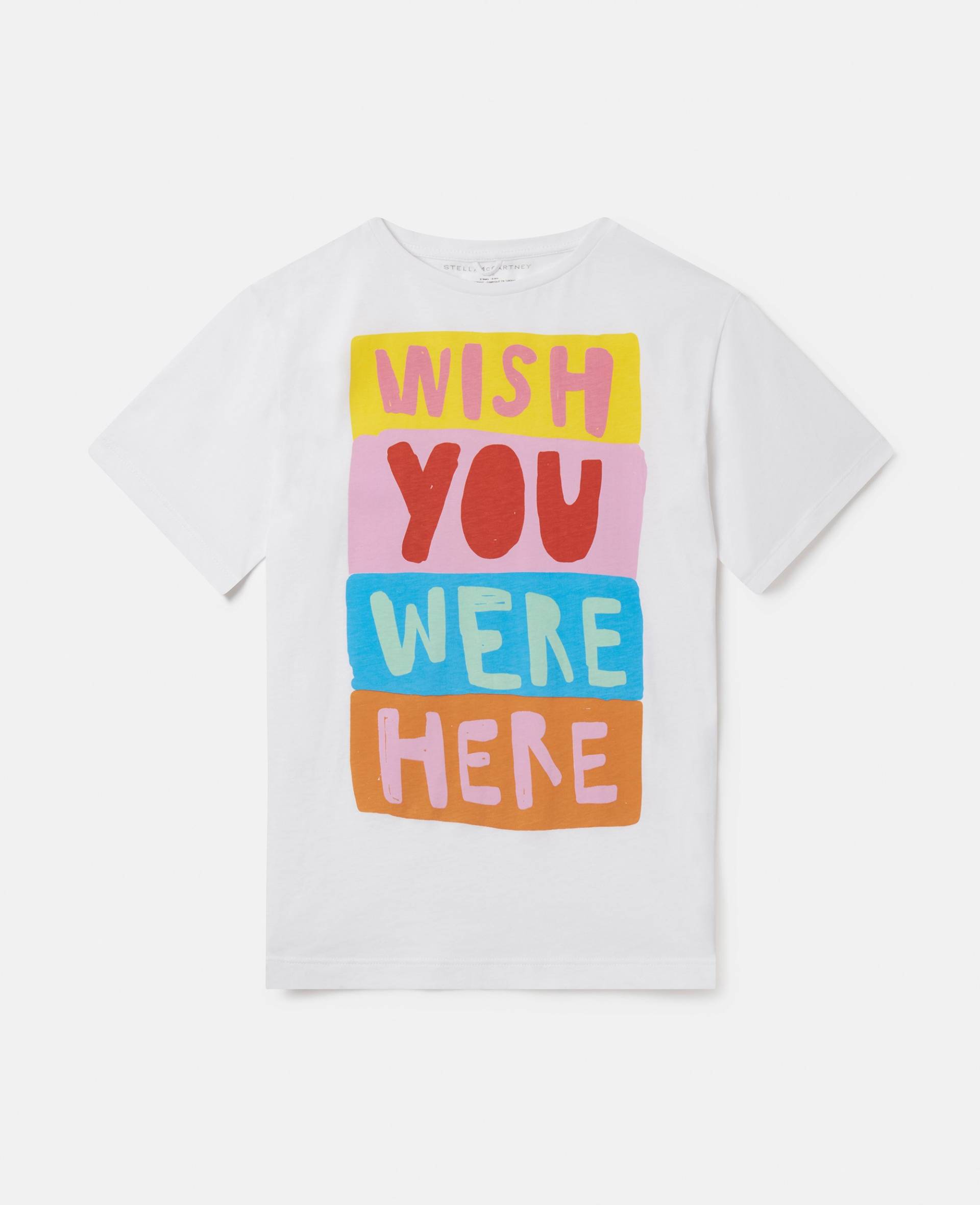 Stella McCartney - Wish You Were Here Slogan T-Shirt, Frau, White, Größe: 12 von Stella McCartney