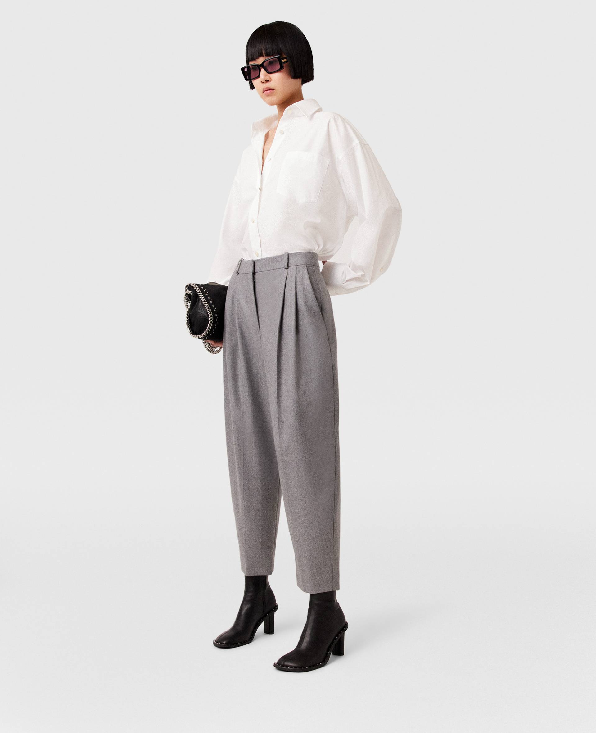Stella McCartney - Wollhose mit Falten und hoher Taille, Frau, Hellgrau meliert, Größe: 38 Stella McCartney - Wollhose mit Falten und hoher Taille, Frau, Hellgrau meliert, Größe: 38 von Stella McCartney