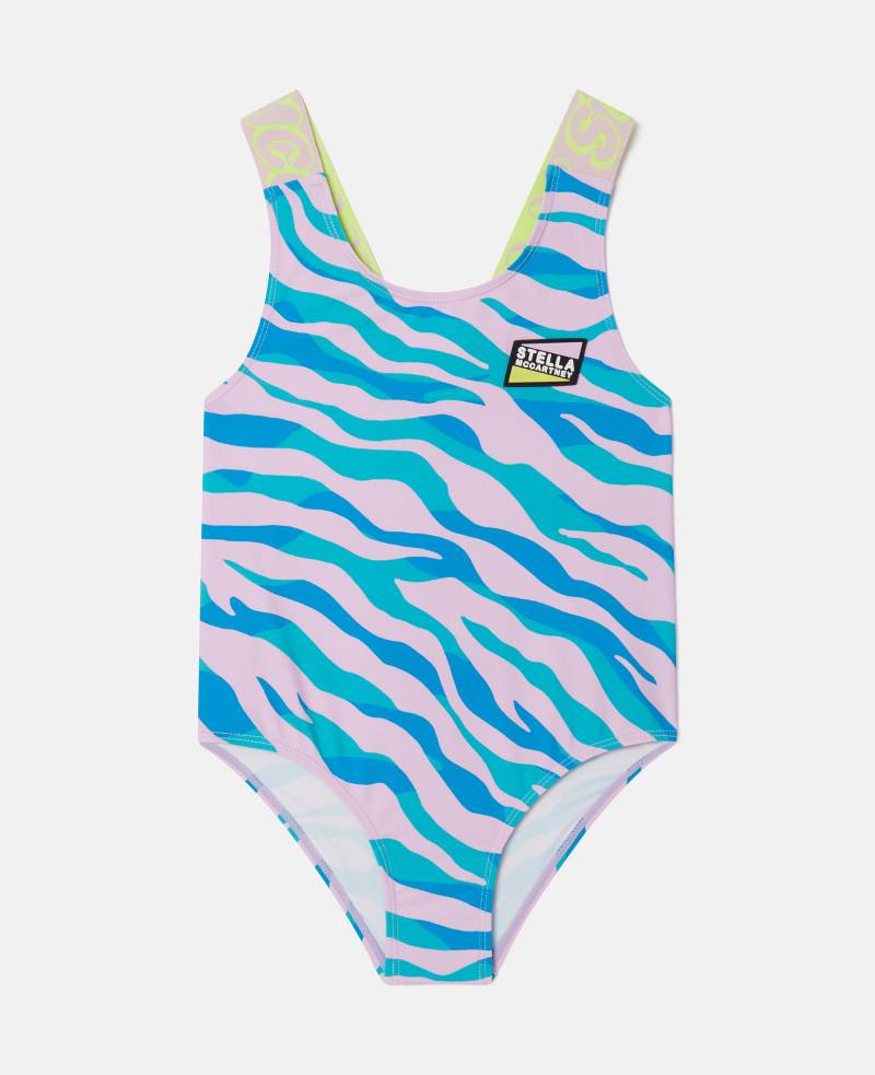 Stella McCartney - Zebra Print Swimsuit, Frau, Blue Multicolour, Größe: 14h von Stella McCartney