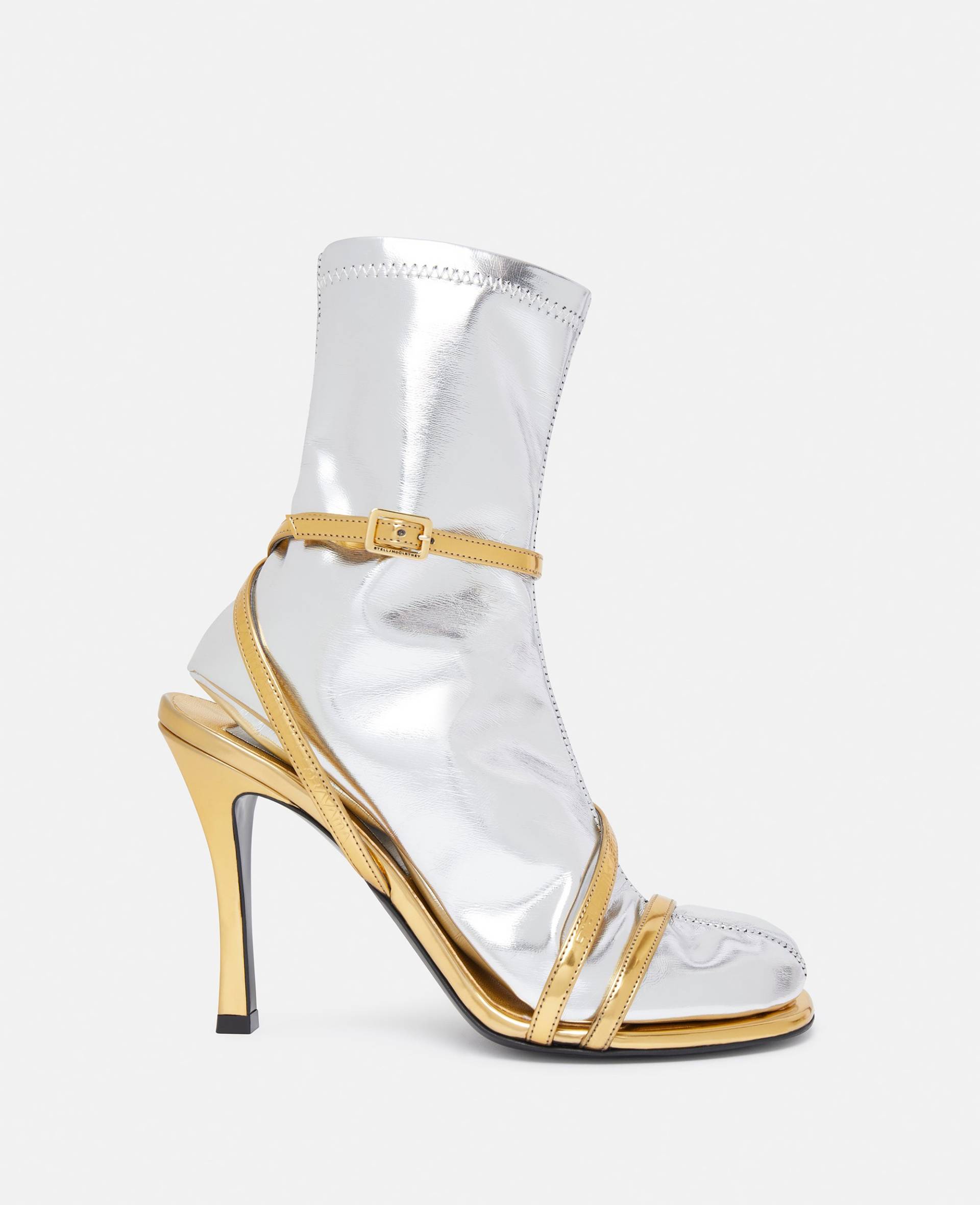 Stella McCartney - Zweifarbige Stiefel mit Absatz und Sockeneffekt, Frau, Silber/Gold, Größe: 39 von Stella McCartney