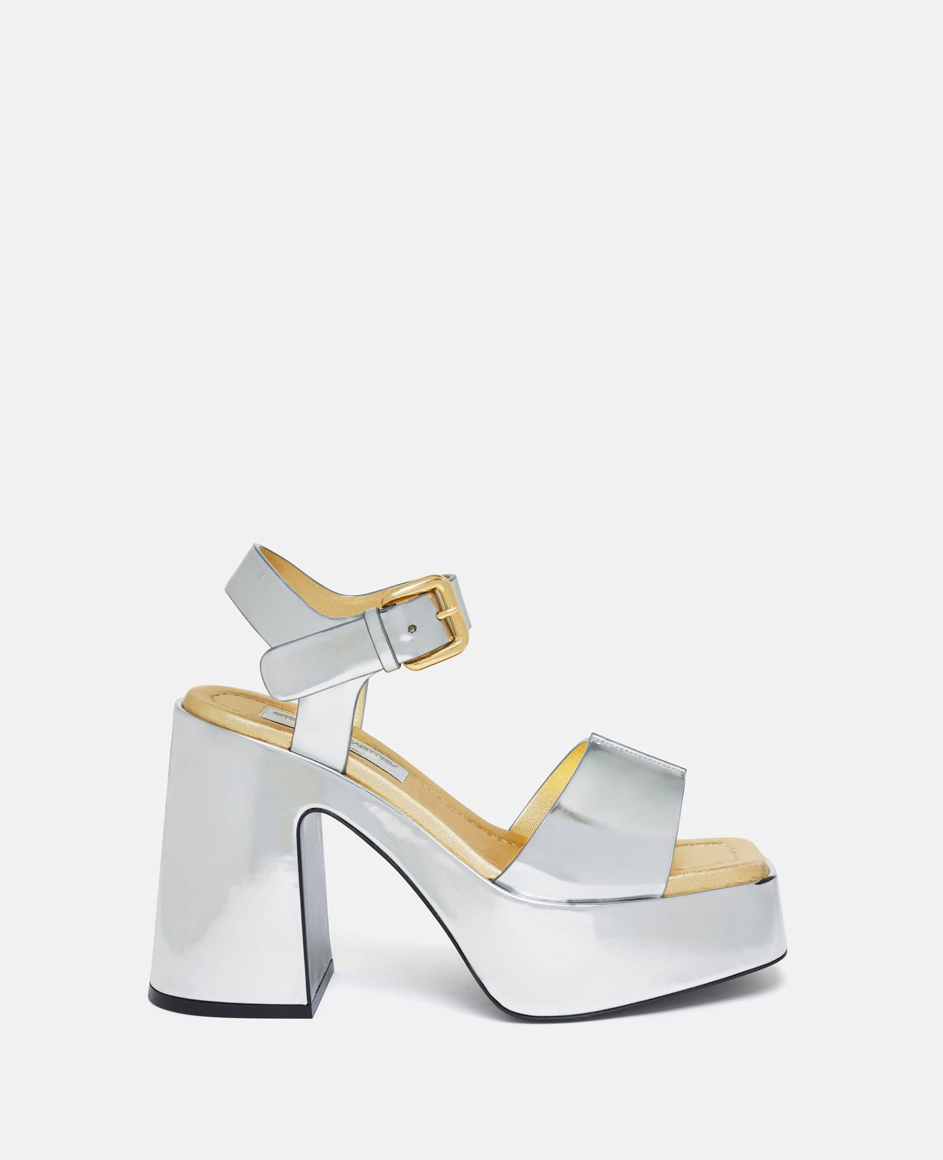 Stella McCartney - Zweifarbige verspiegelte Skyla Plateausandalen, Frau, Silber, Größe: 37 von Stella McCartney