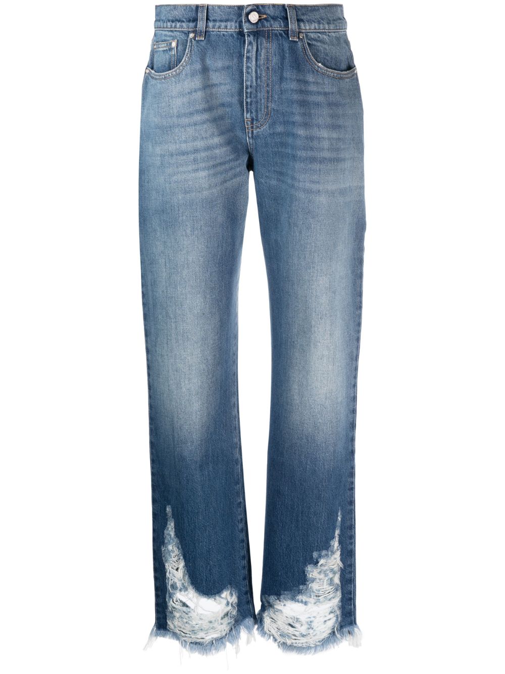Stella McCartney Gerade Jeans mit Logo-Patch - Blau von Stella McCartney