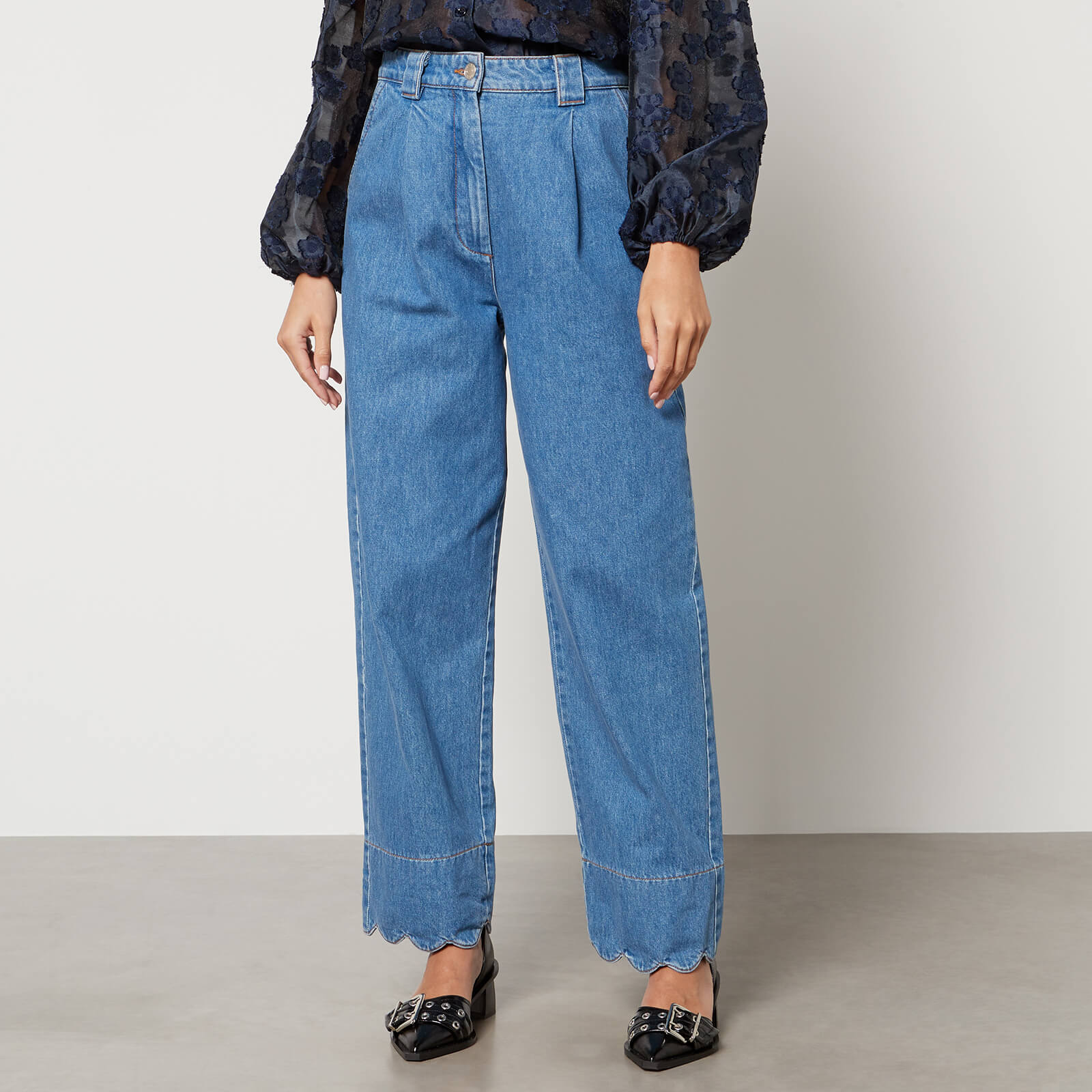 Stella Nova Saja Scalloped Denim Straight-Leg Jeans - DK 40/UK 14 von Stella Nova