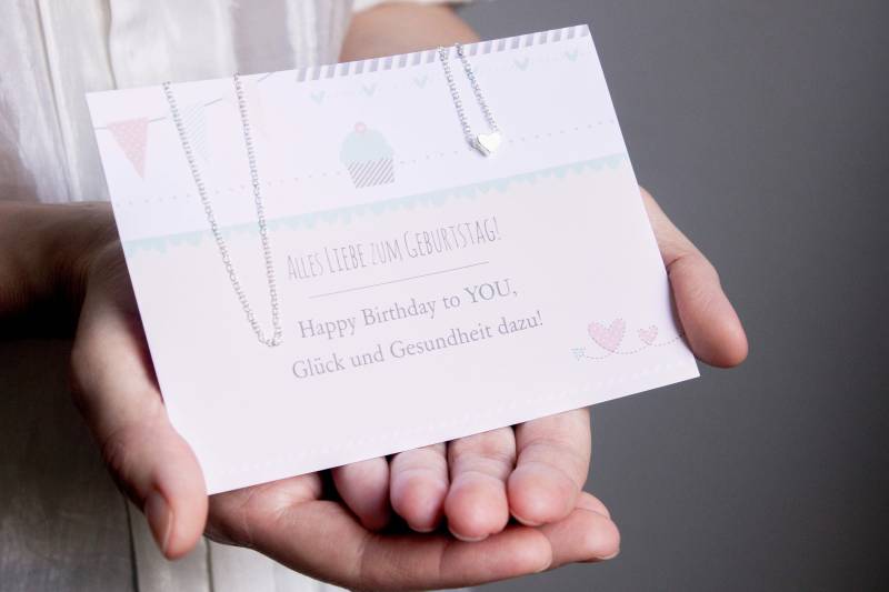 Geburtstag Geschenk - Karte Plus Herz Kette in Silber Oder Gold Geschenkverpackung Mit Thank You Sticker von StellaKobenhavnShop