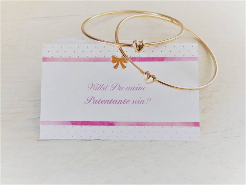 Patentante Geschenk - 2X Karte Plus 2 X Herz Armreif Gold Geschlossen Geschenkverpackung Mit Thank You Sticker Patentante Geschenk - 2X Karte Plus 2 X Herz Armreif Gold Geschlossen Geschenkverpackung Mit Thank You Sticker von StellaKobenhavnShop
