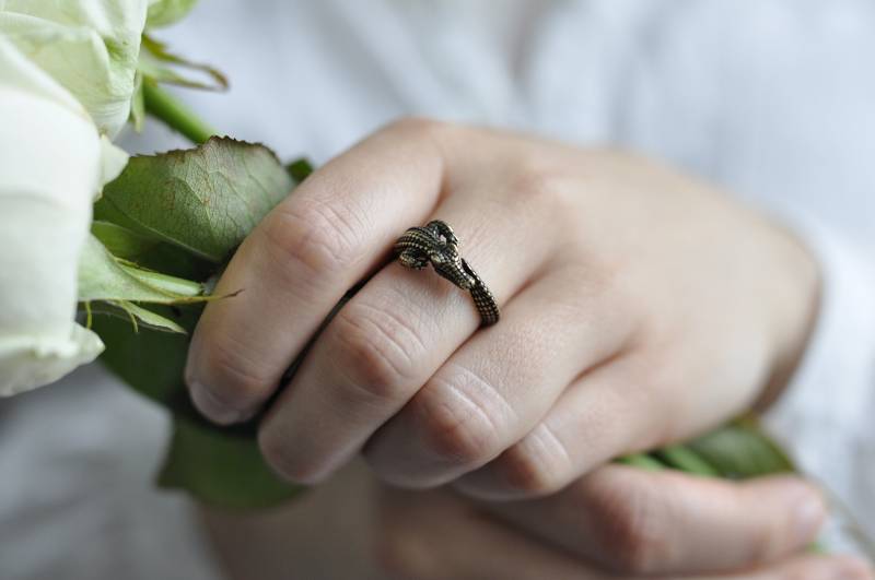 Ring - Krokodil Silber Und Bronze Verstellbarer Ring - Krokodil Silber Und Bronze Verstellbarer von StellaKobenhavnShop