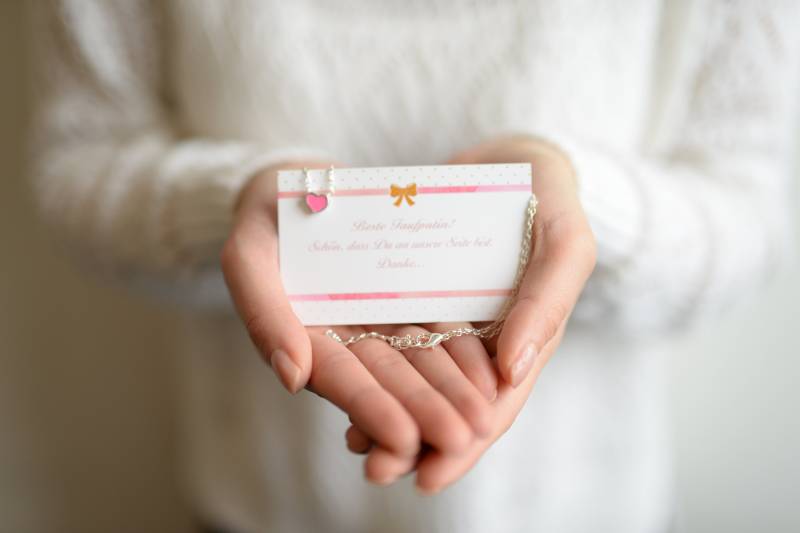 Taufpatin Danksagung - Karte + Herz Kette in Silber Mit Einem Pinken Silbernem Anhänger Plus Geschenkverpackung Thank You Sticker von StellaKobenhavnShop