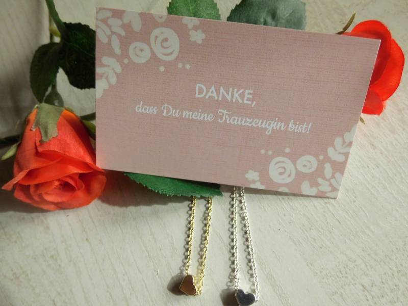 Trauzeugin Dankeschön - Karte Plus Herz Kette in Gold Oder Silber Geschenkverpackung Mit Thank You Sticker von StellaKobenhavnShop