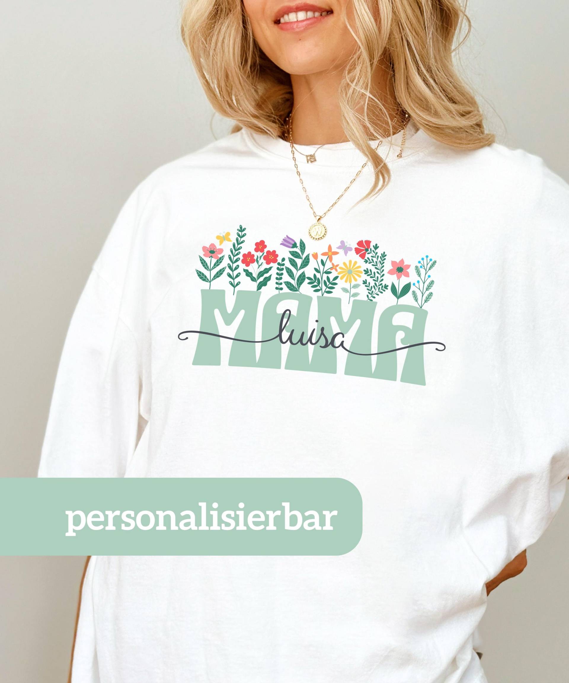 Mama Flowers T-Shirt Personalisiert | Geschenk Mama Papa, Opa, Oma Etc.| Muttertagsgeschenk Zur Geburt Personalisiert von StellaeLunaCD