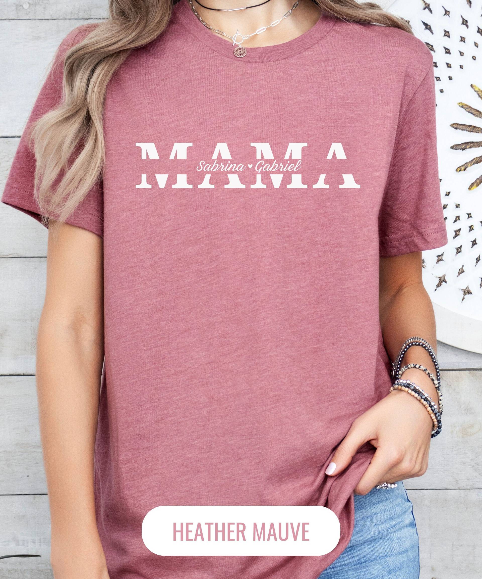Mama T-Shirt Personalisiert | Geschenk Für Muttertagsgeschenk Zur Geburt Personalisiert Mom Shirt von StellaeLunaCD
