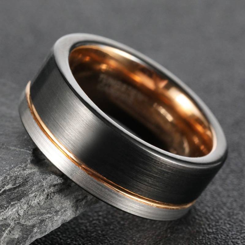 Schwarz-Silberner Ehering Mit Roségold Schwarz-Silberner Ehering Mit Roségold von StellarForgeRings