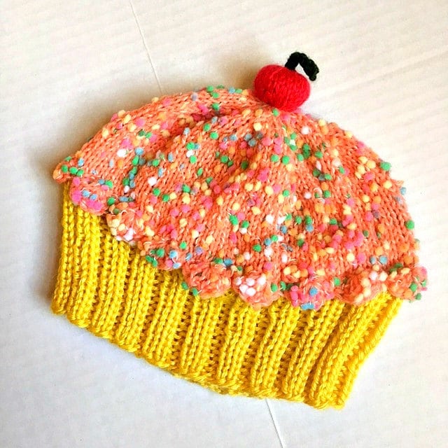 Cupcake Hut Cherry On Top Zitronengelb Kuchen Orange Creamsicle Zuckerguss Streusel Hand Stricken Baby Kleinkind Kinder Erwachsene 3 6 9 12 18 Monate von StellasKnits