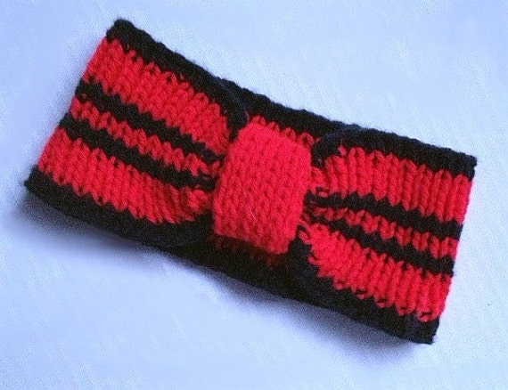 Ohrenwärmer Stirnband Cheerleader Sports College Rot Und Schwarz Atlanta Louisville Hand Stricken Bereit Zu Versenden von StellasKnits