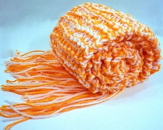 Team Schal Orange Und Weiß Melon Winterweiß Alumni Ausrüstung Tangerine College Universität von StellasKnits