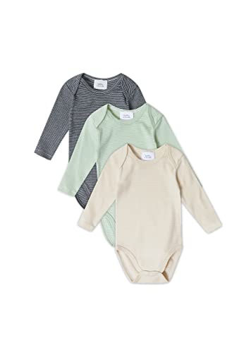 Stellou Body Set für Babys in navy, mint und beige, unisex gestreift aus Bio-Baumwolle, langarm mit Schlupfausschnitt(Navy/Mint/Beige, 50/56) von Stellou & friends