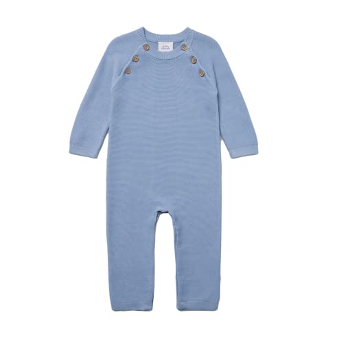 Stellou Overall für Babys und Kleinkinder, Blau, aus Baumwolle, mit Knöpfen in Holz-Optik und schrägen Raglanärmeln, Größe 62 von Stellou & friends