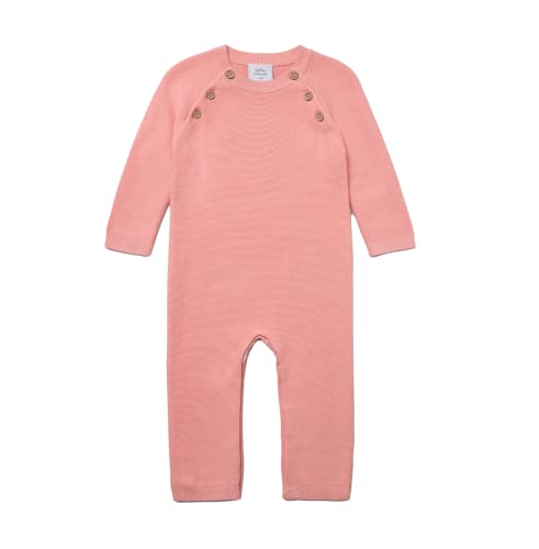 Stellou Overall für Babys und Kleinkinder, Rosa, aus Baumwolle, mit Knöpfen in Holz-Optik und schrägen Raglanärmeln, Größe 74 von Stellou & friends