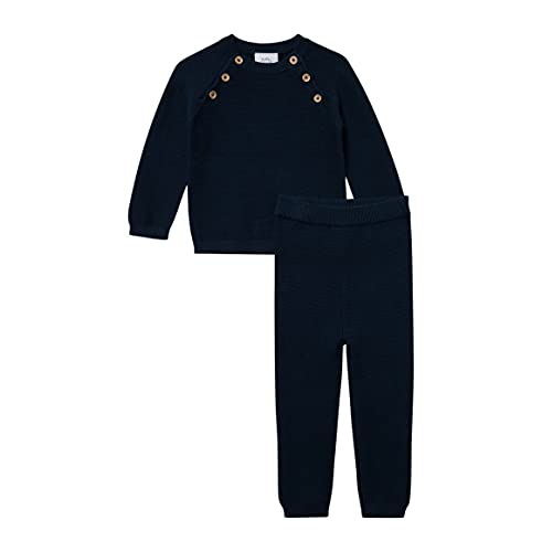 Stellou Zweiteiler für Babys und Kleinkinder, Navy, aus Baumwolle, Set aus Strickpullover und passender langer Hose (Navy, 56) von Stellou & friends