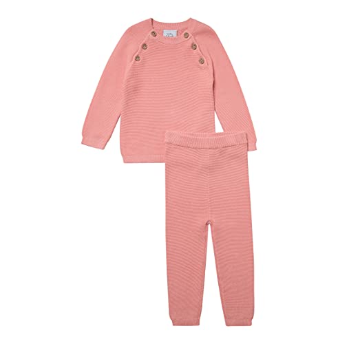 Stellou Zweiteiler für Babys und Kleinkinder, Rosa, aus Baumwolle, Set aus Strickpullover und passender Langer Hose (Rosa, 56) von Stellou & friends