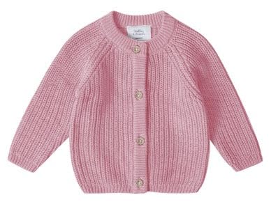 Stellou & friends Cardigan-Strickjacke für Mädchen und Jungen | Hochwertige Baby-Kleidung aus 100% Baumwolle | Gr. 110/116 - Rose Melange von Stellou & friends