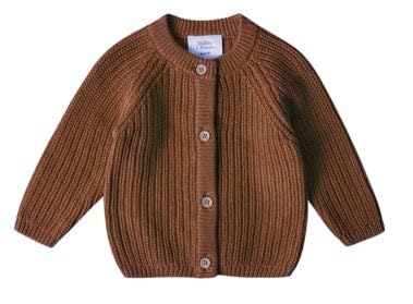 Stellou & friends Cardigan-Strickjacke für Mädchen und Jungen | Hochwertige Baby-Kleidung aus 100% Baumwolle | Gr. 110/116 - Teddybär Braun von Stellou & friends