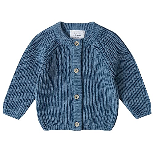 Stellou & friends Cardigan-Strickjacke für Mädchen und Jungen | Hochwertige Baby-Kleidung aus 100% Baumwolle | Gr. 50/56 - Ozeanblau von Stellou & friends