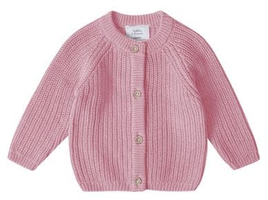Stellou & friends Cardigan-Strickjacke für Mädchen und Jungen | Hochwertige Baby-Kleidung aus 100% Baumwolle | Gr. 74/80 - Rose Melange von Stellou & friends