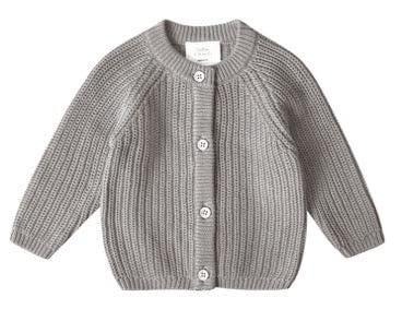 Stellou & friends Cardigan-Strickjacke für Mädchen und Jungen | Hochwertige Baby-Kleidung aus 100% Baumwolle | Gr. 74/80 - Stone Grey Melange von Stellou & friends