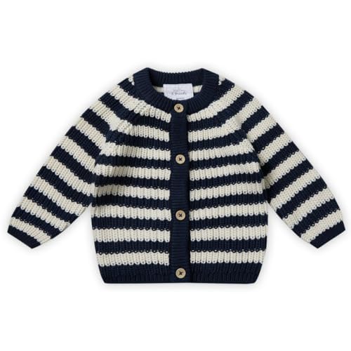 Stellou & friends Cardigan-Strickjacke für Mädchen und Jungen | Hochwertige Baby-Kleidung aus 100% Baumwolle | Gr. 74/80 - Stripes von Stellou & friends
