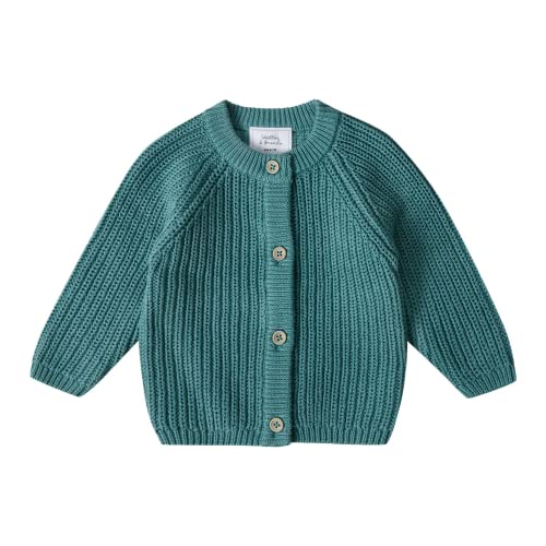 Stellou & friends Cardigan-Strickjacke für Mädchen und Jungen | Hochwertige Baby-Kleidung aus 100% Baumwolle | Gr. 86/92 - Salbei von Stellou & friends