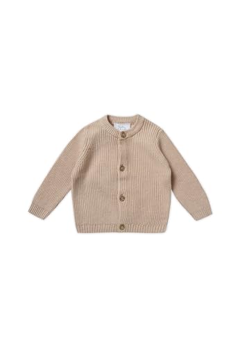 Stellou & friends Cardigan-Strickjacke für Mädchen und Jungen mit Knöpfen in Holz-Optik | Hochwertige Baby-Kleidung aus 100% Baumwolle - IV V I Gr. 110/116 - Beige von Stellou & friends