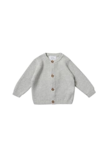 Stellou & friends Cardigan-Strickjacke für Mädchen und Jungen mit Knöpfen in Holz-Optik | Hochwertige Baby-Kleidung aus 100% Baumwolle - IV V I Gr. 110/116 - Light Grey Melange von Stellou & friends