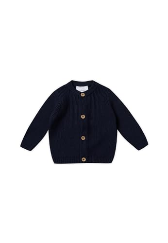 Stellou & friends Cardigan-Strickjacke für Mädchen und Jungen mit Knöpfen in Holz-Optik | Hochwertige Baby-Kleidung aus 100% Baumwolle - IV V I Gr. 110/116 - Navy II von Stellou & friends