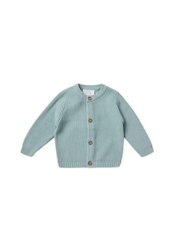 Stellou & friends Cardigan-Strickjacke für Mädchen und Jungen mit Knöpfen in Holz-Optik | Hochwertige Baby-Kleidung aus 100% Baumwolle - IV V I Gr. 110/116 - Pistachio von Stellou & friends