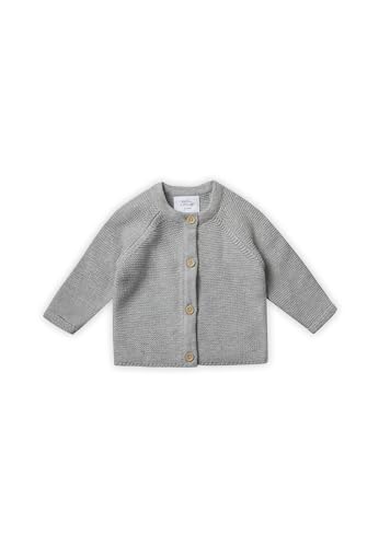 Stellou & friends Cardigan-Strickjacke für Mädchen und Jungen mit Knöpfen in Holz-Optik | Hochwertige Baby-Kleidung aus 100% Baumwolle - IV V I Gr. 110/116 - Stone Grey Melange von Stellou & friends