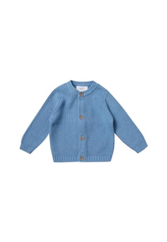 Stellou & friends Cardigan-Strickjacke für Mädchen und Jungen mit Knöpfen in Holz-Optik | Hochwertige Baby-Kleidung aus 100% Baumwolle - IV V I Gr. 62/68 - Cerulean von Stellou & friends